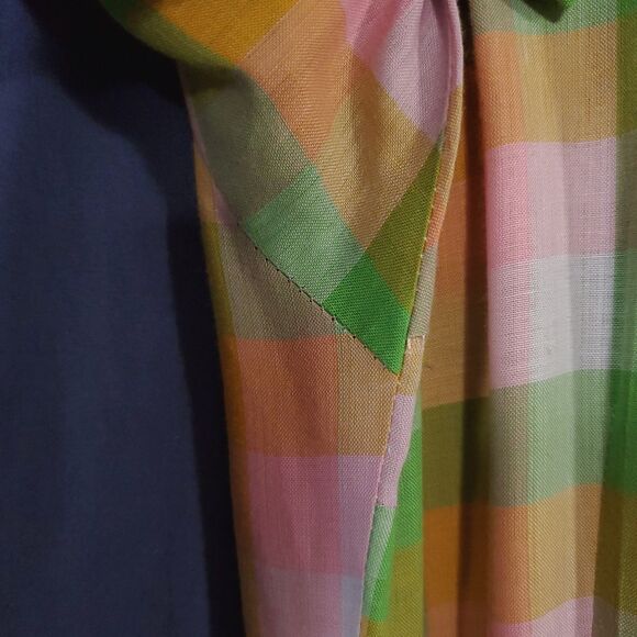 Vintage 1950s Adorable Pastel Plaid Cotton Fitted Full Skirt Shirtwaist Dress - Picture 5 of 16